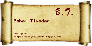 Babay Tivadar névjegykártya
